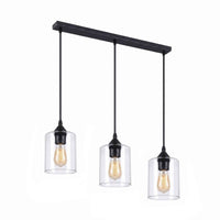 3 Light Bar Pendant Ceiling Light E27 with Glass Shades