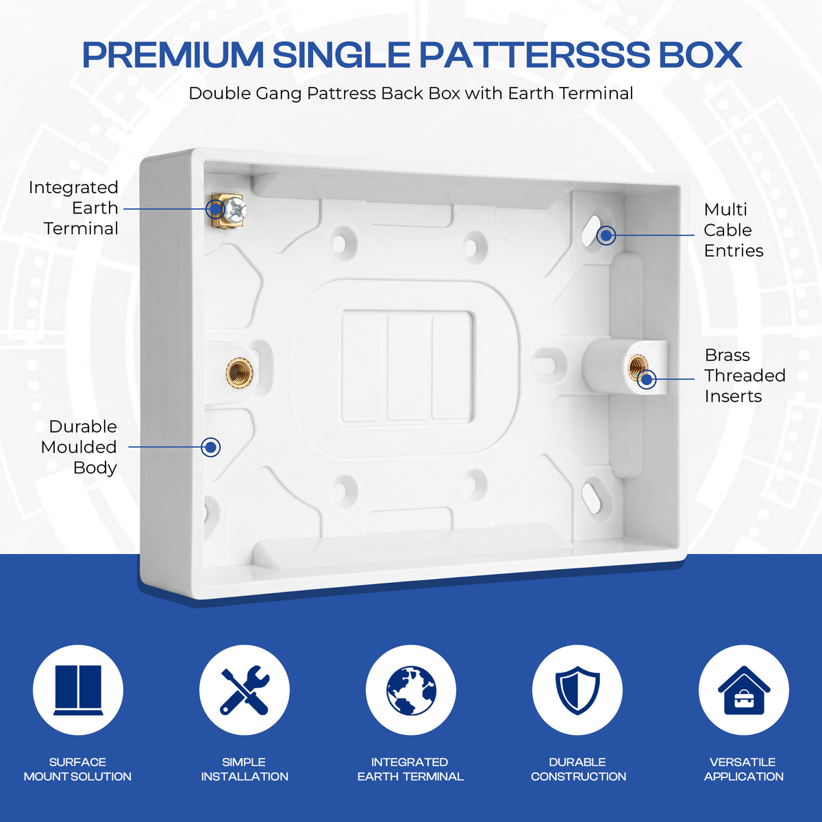 White Surface Mount Pattress Box 16mm ,25mm, 35mm~1254