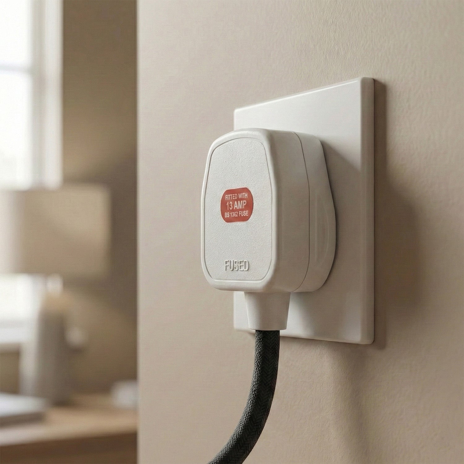 13A Fused UK 3 Pin Plug – White Rewirable Mains Plug ~1164