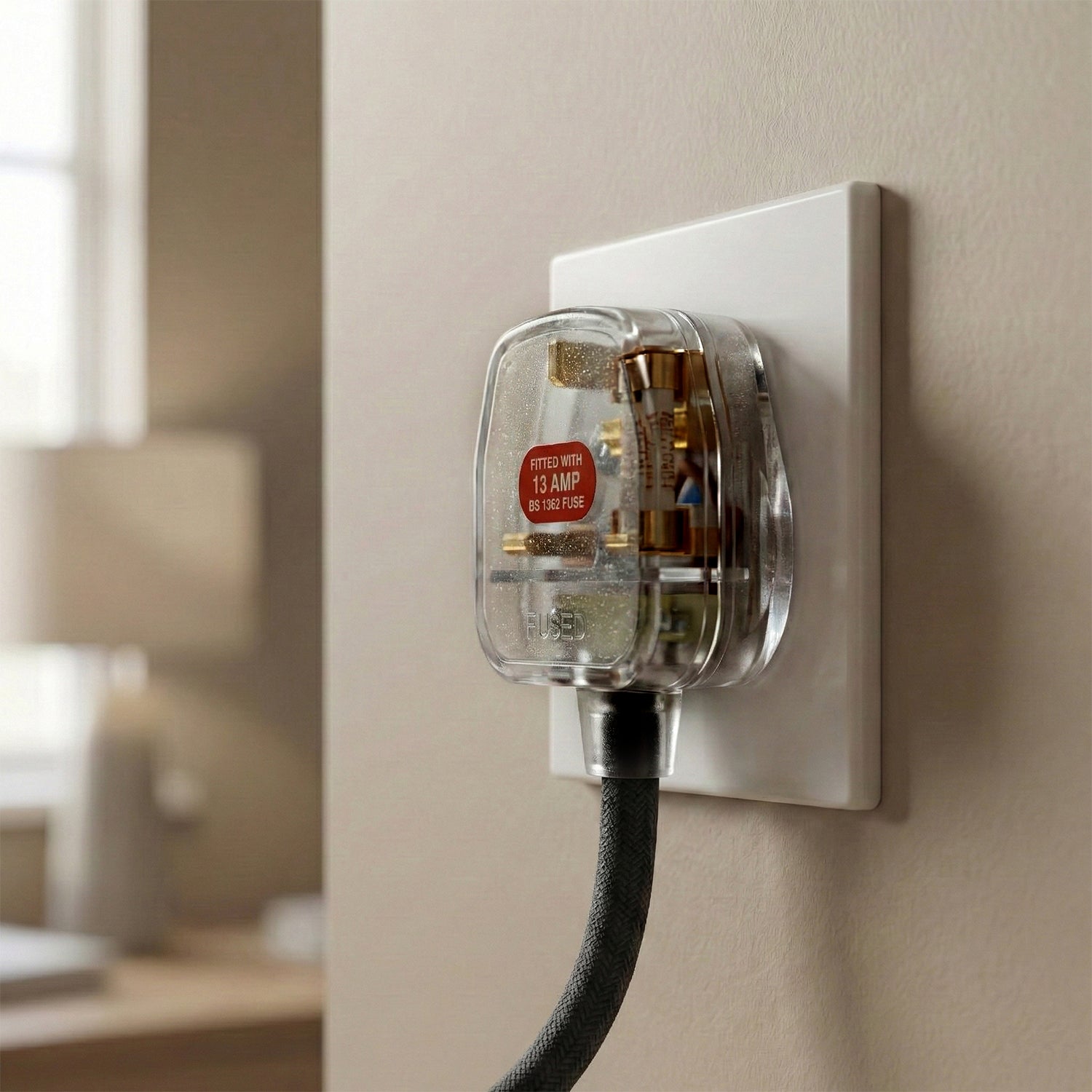 13A Fused UK 3 Pin Plug – Transparent Rewirable Mains Plug~~1163