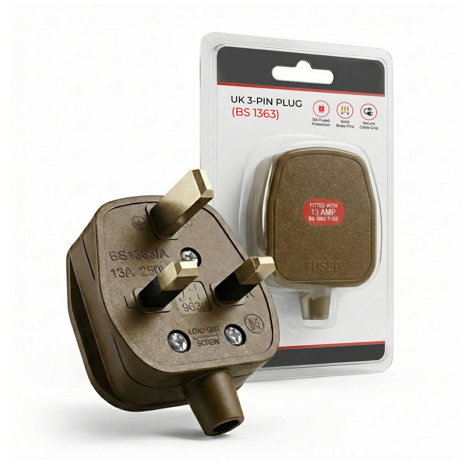 13A UK 3 Pin Plug Rewirable Fused Mains Plug 250V ~1165