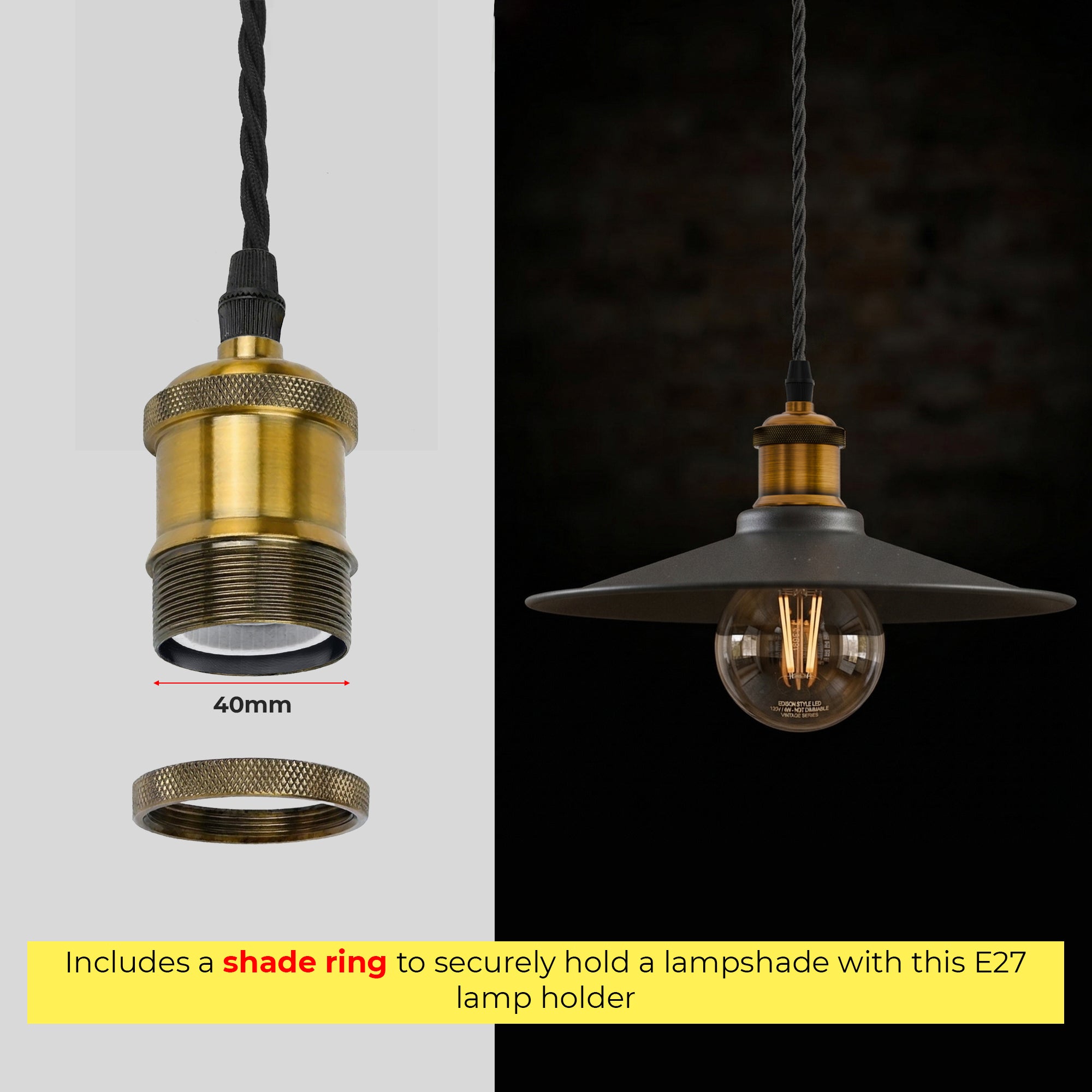 Industrial Pendant Light Adjustable E27 With Bulb ~1141