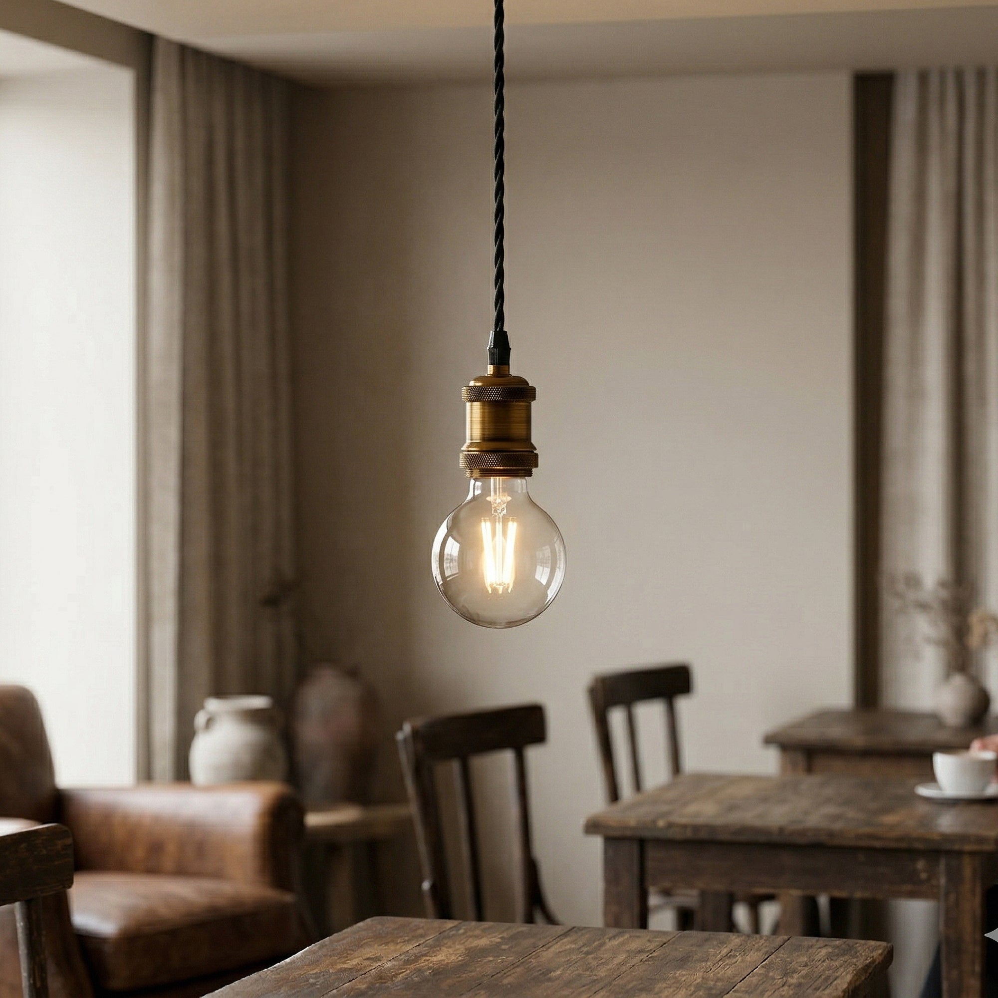 Industrial Pendant Light Adjustable E27 With Bulb ~1141