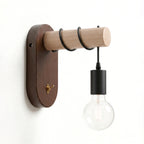 Industrial Wooden Wall Light with E27 Bulb & Toggle ~1138