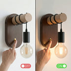 Industrial Wooden Wall Light with E27 Bulb & Toggle ~1138