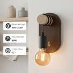 Industrial Wooden Wall Light with E27 Bulb & Toggle ~1138
