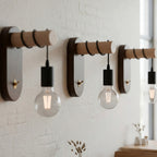 Industrial Wooden Wall Light with E27 Bulb & Toggle ~1138
