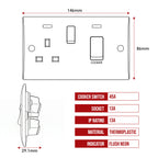 45A Cooker Switch with 13A Switched Socket and Neon – White ~1252