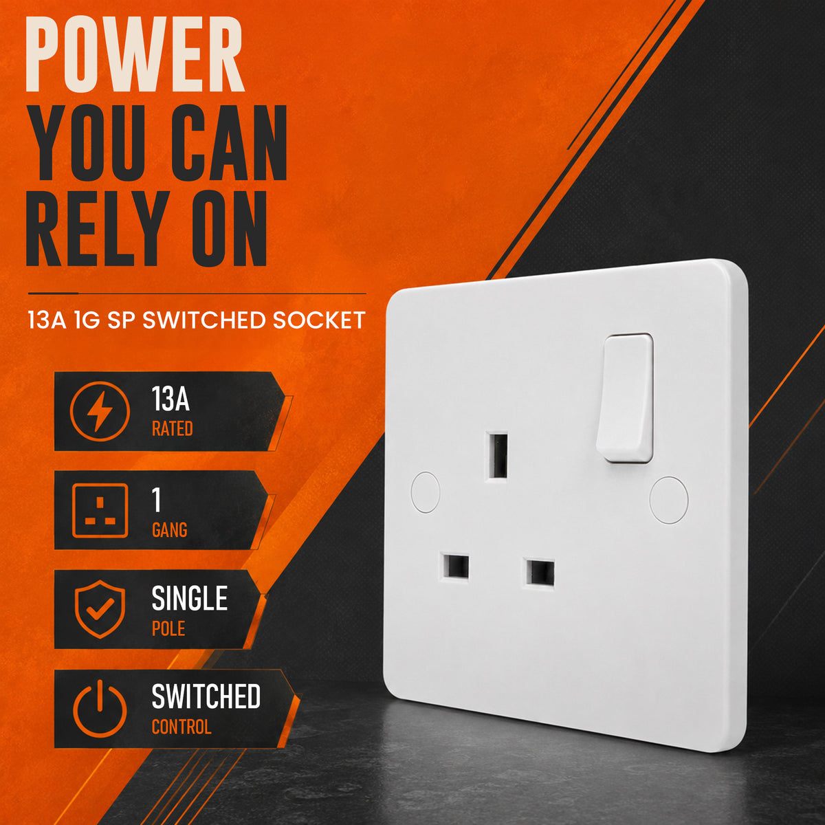 Single Pole (SP) control with an integrated on/off rocker switch