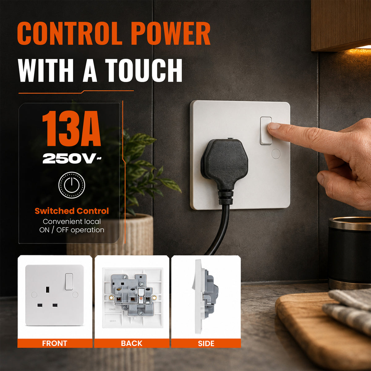 BG 13A Single Gang Curve White Single Switched