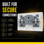A simple but stylish double socket featuring soft, rounded edges and a slim profile