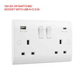 13A 2-gang double pole switched socket with USB-A and USB-C ports