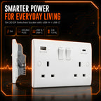 13A 2 Gang Switched Double Pole USB Socket