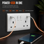 13A 2-Gang Double Pole Switched Socket with USB A & C ports
