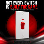 45A Cooker Switch with Neon Indicator and Red Rocker ~1251