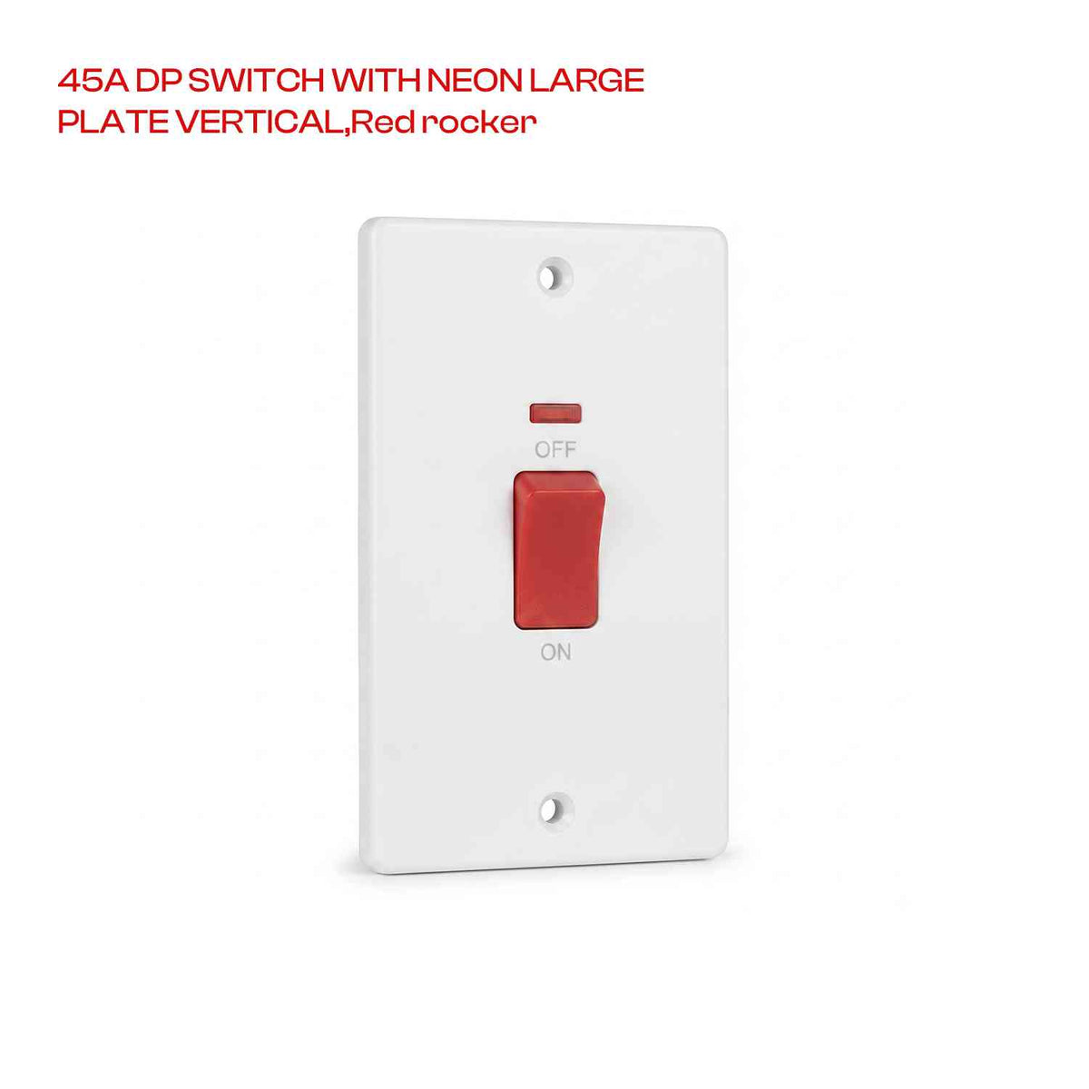 45A Cooker Switch with Neon Indicator and Red Rocker ~1251