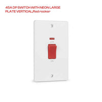 45A Cooker Switch with Neon Indicator and Red Rocker ~1251