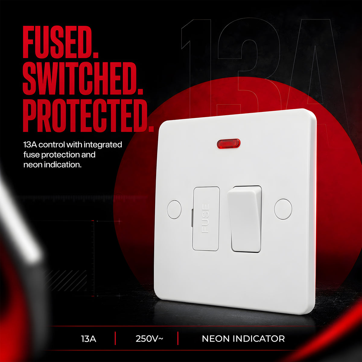 13A Switched Fused Connection Unit with Neon Indicator~1253