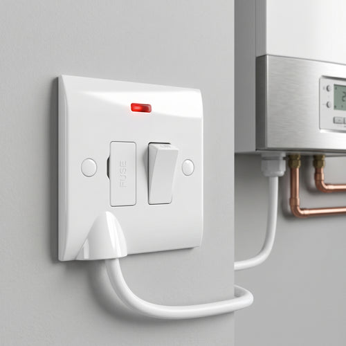 13A White Switched Fused Spur with Neon Indicator & Flex Outlet ~1256