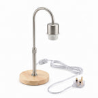 Wooden Base Table Lamp with Curved Arm E27 Inline Switch