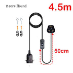 Plug In E27 Pendant Light Cord Set 4m or 4.5m Black or White