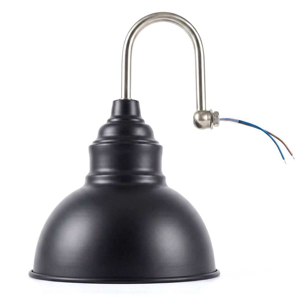 Black Swan Neck Wall Light, Industrial Metal Dome E27
