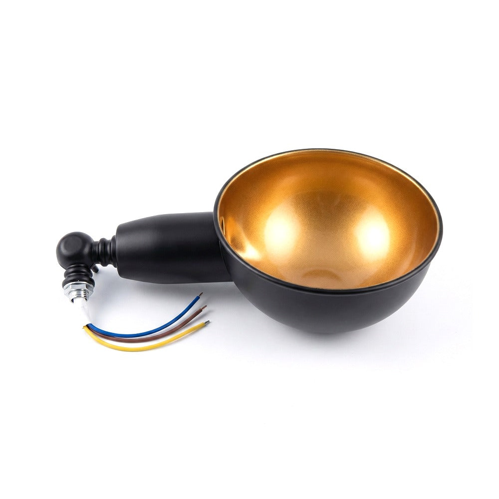 Matte Black E27 Wall Arm Lamp Holder with Gold Inner Shade