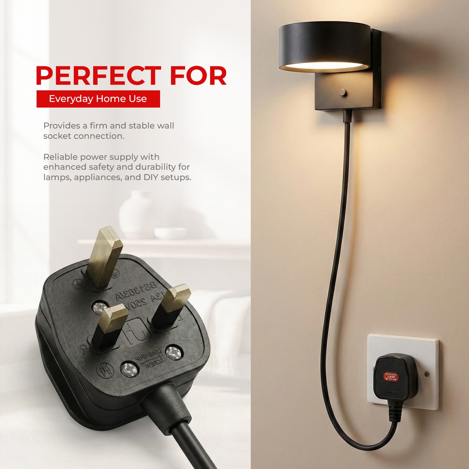 13A UK 3 Pin Plug Rewirable Fused Mains Plug 250V ~1165