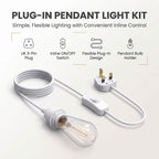 Plug In E27 Pendant Light Cord Set 4m or 4.5m Black or White