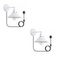 2 Pack Industrial Plug-In E27 Wall Light with Dimmer Switch – 2m Cord ~1205