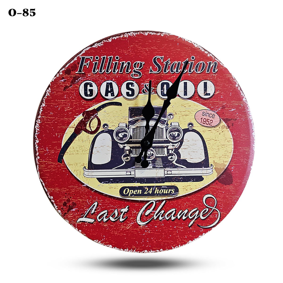 Vintage Red Metal Wall Clock – Antique Style Silent Analogue Clock