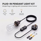 Plug In E27 Pendant Light Cord Set 4m or 4.5m Black or White