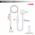 Plug-In Lamp Cable with UK Plug and Inline Switch, 2 Core and 3 Core
