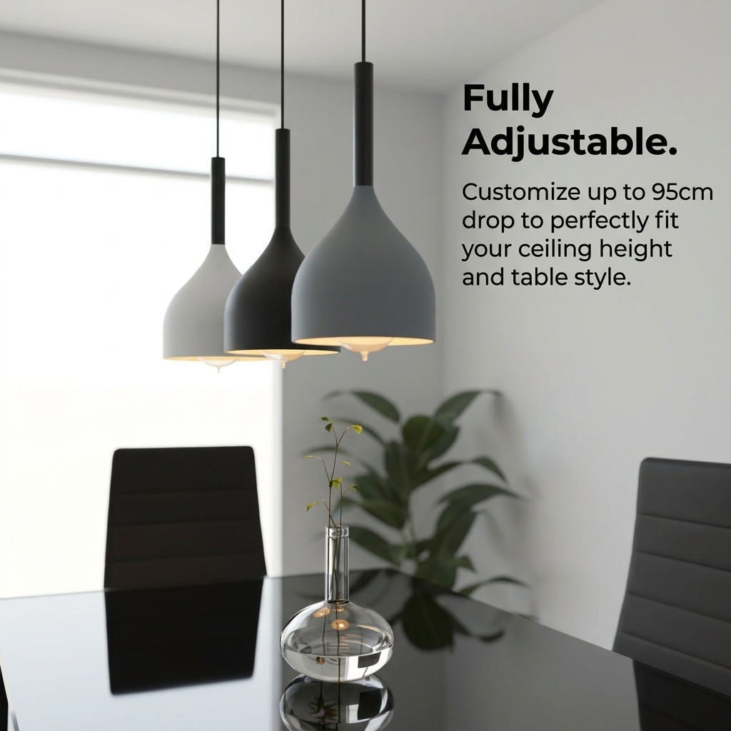 3-Way Tricolour Pendant Light | Adjustable Kitchen Island Lamp ~1101