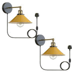 2 Pack Industrial Plug-In E27 Wall Light with Dimmer Switch – 2m Cord ~1205
