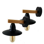 Modern Vintage Wood Arm Wall Sconce – Black Metal E27 ~1075