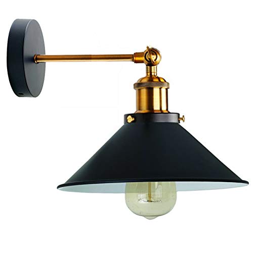 Industrial Metal Wall Sconce – Vintage Cone Shade E27 Fixture ~1070