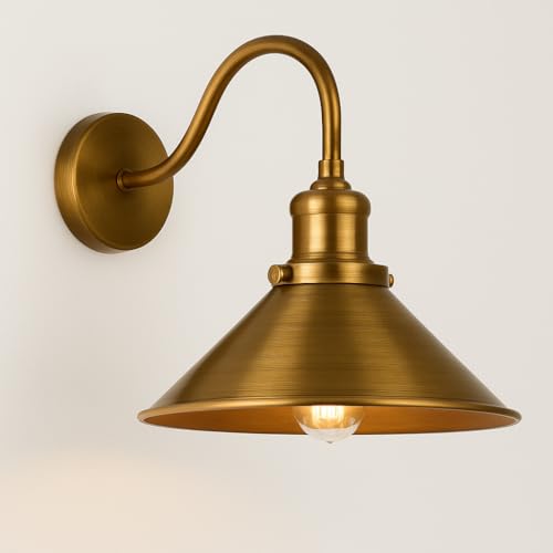 DC VOLTAGE Retro Swan Neck Wall Sconce | Yellow Brass Industrial Light ~1064