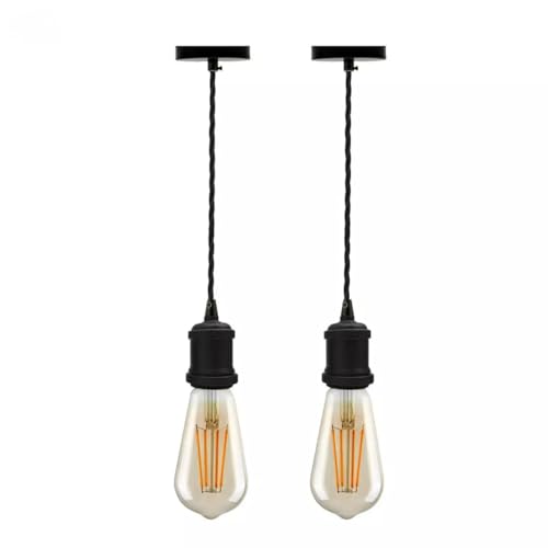 Vintage Brass E27 Pendant Light Fitting – 195cm Twisted Fabric Cable ~1226