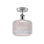 Modern Semi Flush Ceiling Light Chrome Fitting Textured Frosted Glass Shade ~1201