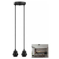 Black 2 Light E27 Industrial Pendant Light Interior Lighting ~1212