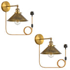 2 Pack Industrial Plug-In E27 Wall Light with Dimmer Switch – 2m Cord ~1205