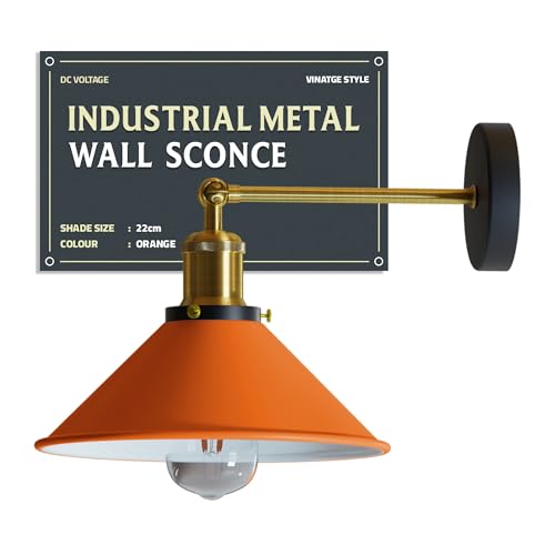Industrial Metal Wall Sconce – Vintage Cone Shade E27 Fixture ~1063