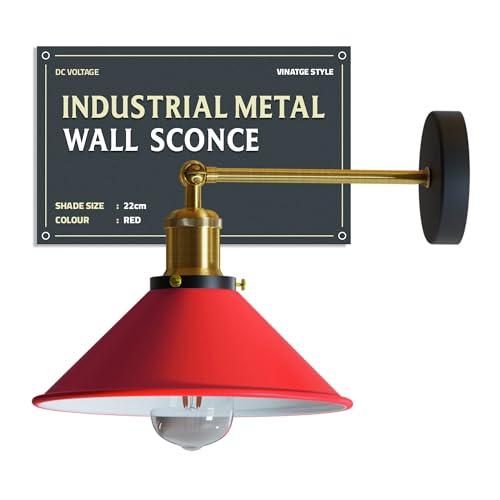 Industrial Metal Wall Sconce – Vintage Cone Shade E27 Fixture ~1063