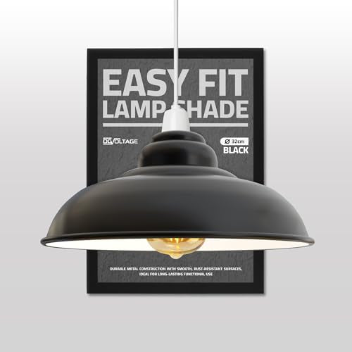 DC Voltage Retro Style Black Metal Easy Fit Ceiling Pendant Light Shade