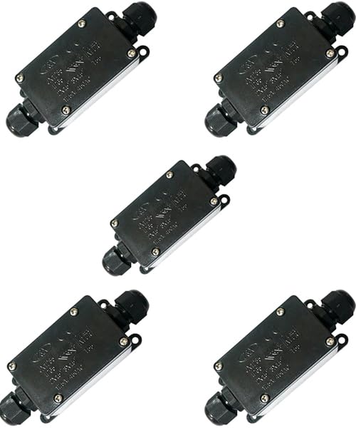 IP65 Waterproof Cable Junction Box – Black Outdoor Electric Connector ~1188