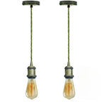 Vintage Brass E27 Pendant Light Fitting – 195cm Twisted Fabric Cable ~1226