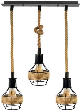 Retro Hemp Rope Ceiling Pendant Light Ceiling Rose With Adjustable ~1214