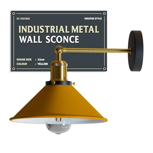 Industrial Metal Wall Sconce – Vintage Cone Shade E27 Fixture ~1063