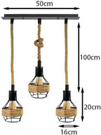 Retro Hemp Rope Ceiling Pendant Light Ceiling Rose With Adjustable ~1214